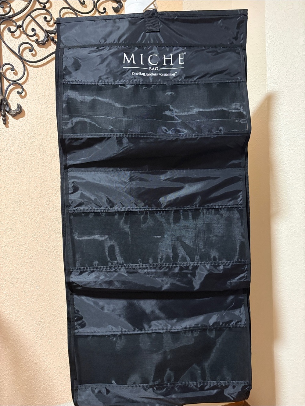 Miche Black double-sided Hanging Purse organizer 46”x 21”